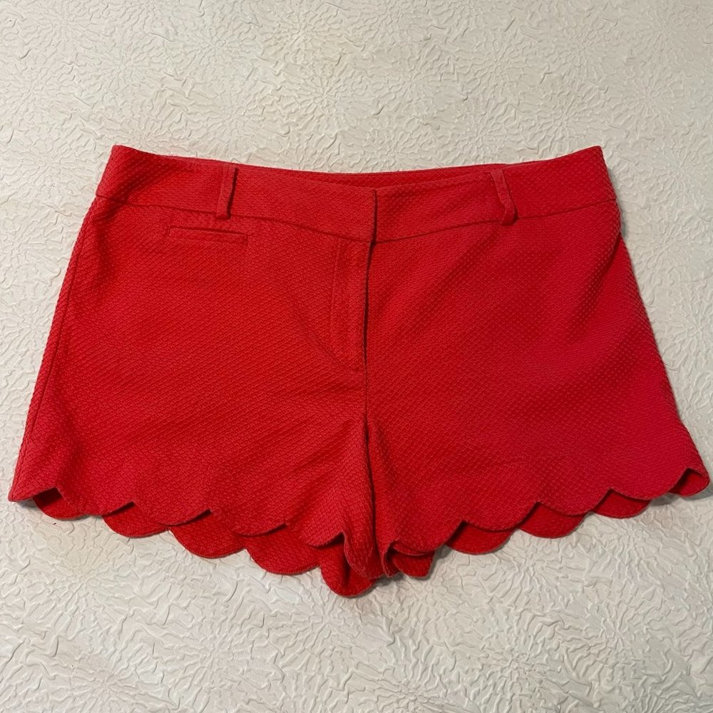 Ann Taylor LOFT Red Scalloped Dressy Shorts Size 14